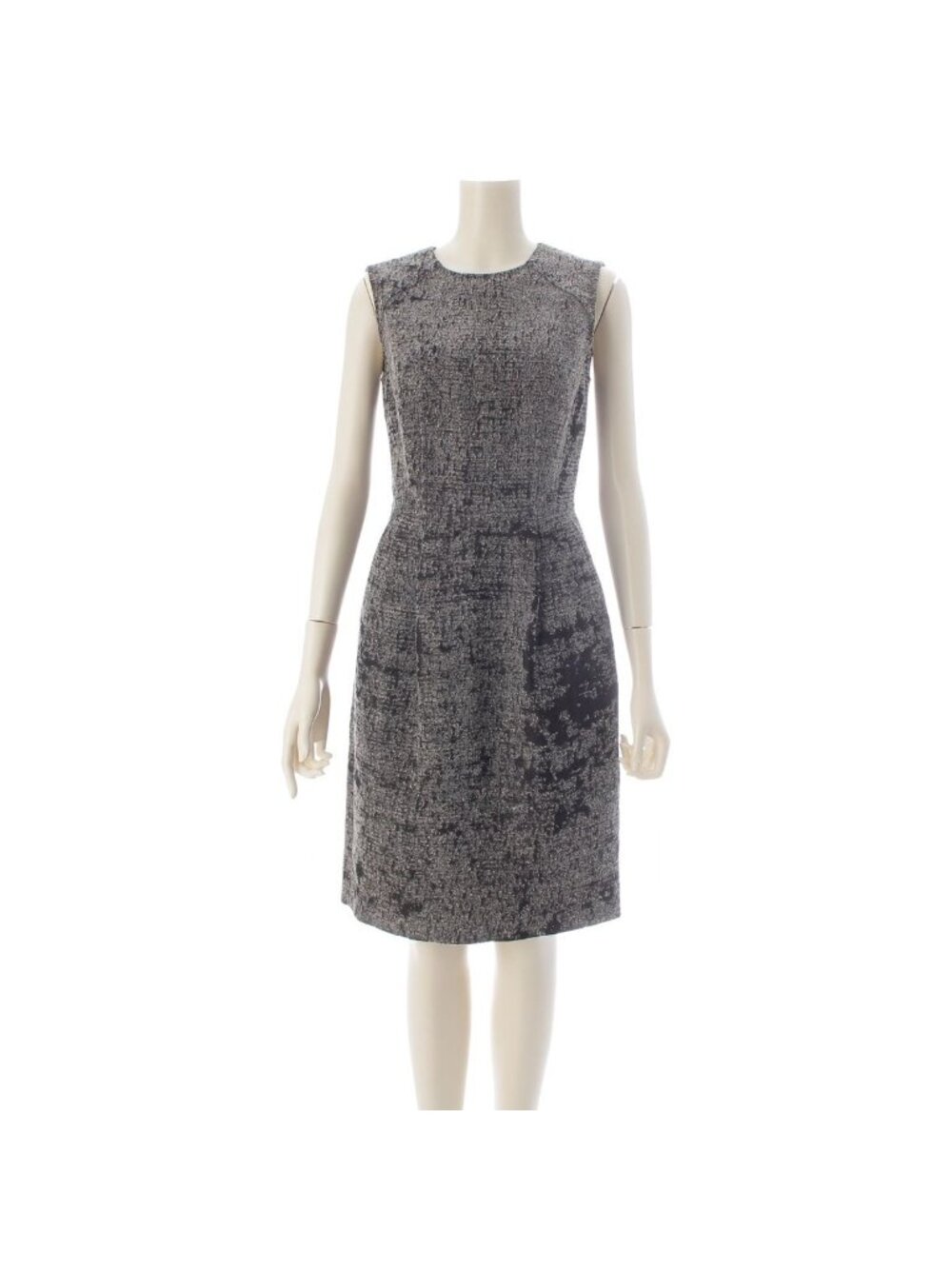 Prada Linen Tweed Sleeveless Dress Dark Gray Black 38